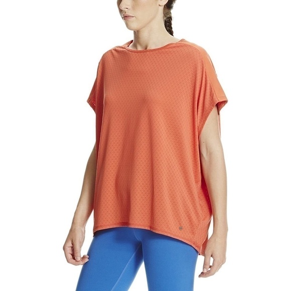 bench Cap Sleeve Geo Mesh Tee Red Orange Size Medium - Picture 13 of 13